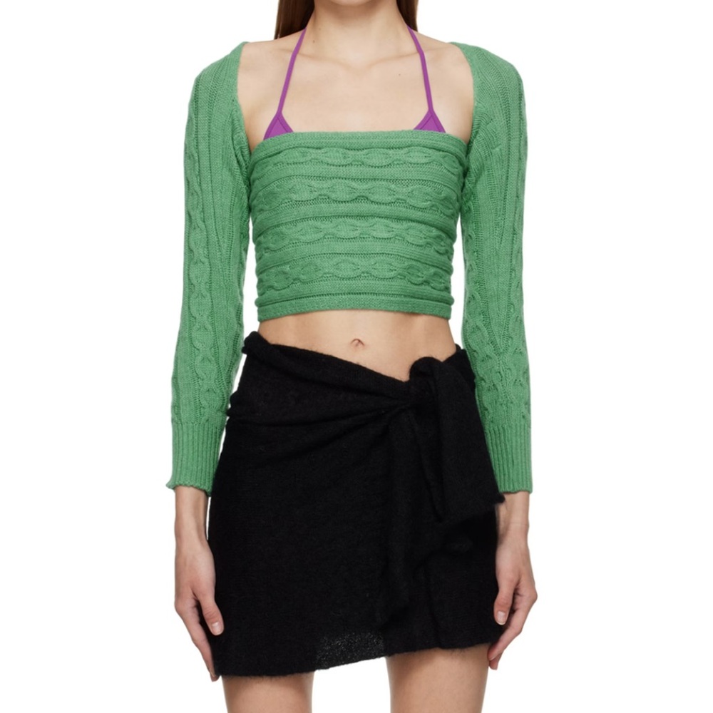 GIMAGUAS Sweater Cable Knit Green Mariona Top Size M